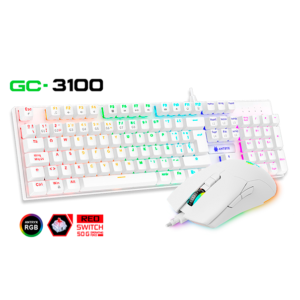 [4032024003] TECLADO ANTRIX  KIT GAMING TECLADO + MOUSE GC-3100  WHITE  (SWITCH-RED)