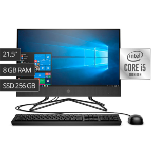 COMPUTADORA HP ALL IN ONE HP 200 G4 22 / INTEL CORE I5-1021OU 1.60GHZ / RAM 8GB DRR4 / SSD 256GB / PANTALLA  21.5 1920*1080 / WINDOWS 10 PRO